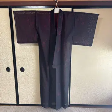 블랙 보라색 꽃무늬 자수 일본 의류 기모노 사마 상의