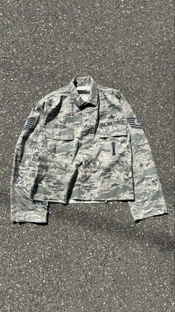 US AIR FORCE 카모플라쥬 자켓 셔츠 리메이크 짧은 기장