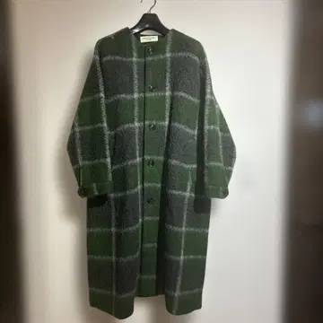 BEAMS BOY 체크 무늬 노카라 코트