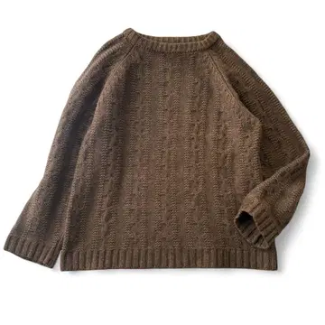 ichi 이치 케이블 짜임 울 니트 FREE 브라운 꽈배기 니트