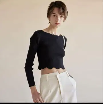 [새상품급] Sea Room Lynn RIB Knit 스캘럽 숏 상의