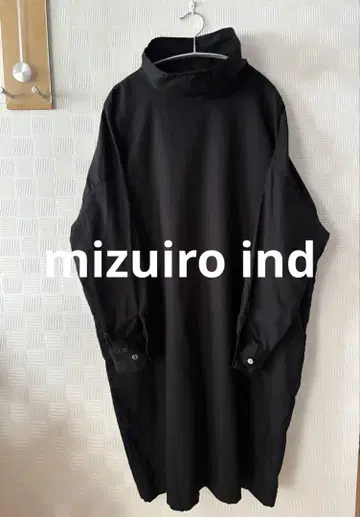 미즈이로 인드 하이넥 셔츠 원피스 블랙 새상품급