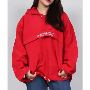 PUNYUS 사이즈 2 나일론 후드티 레드 푸뉴즈 점퍼 블루종
