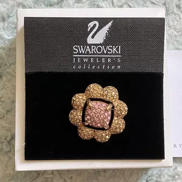Swarovski 꽃 모양 브로치 핑크 골드