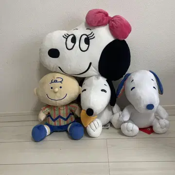 스누피, 찰리 브라운 봉제 인형 & 벨 페이스 쿠션 세트