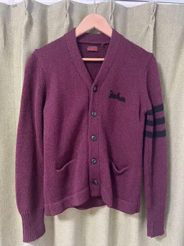 Beams 가디건 와인 레드