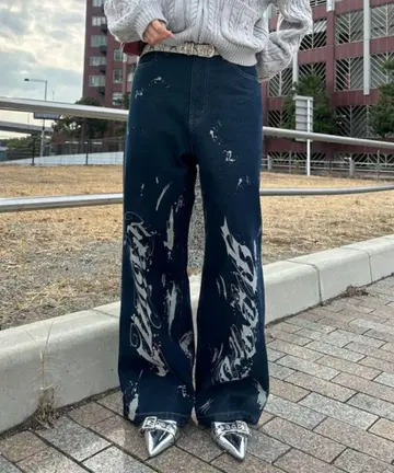 새상품 택.sedacle girl 레이저 프린트 데님 인디고 S