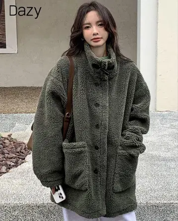 SHEIN DAZY 드롭 숄더 테디 코트
