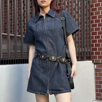데님 지퍼 미니 원피스 who's who gallery 데님 원피스