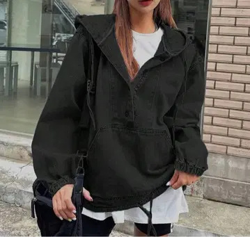 DAZY 하프 버튼 데님 다크 그레이