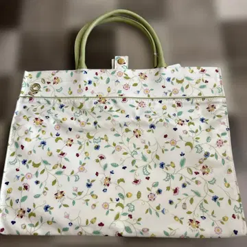 민턴 MINTON 꽃무늬 토트백 화이트/그린 미사용품 택 포함