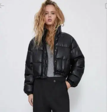 ZARA 자라 인조 가죽 퍼프 자켓 숏 기장