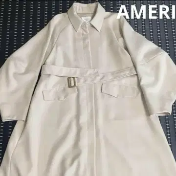 AMERI 아메리 보틀 웨이브 슬리브 코트 넉넉한 플레어 롱 코트