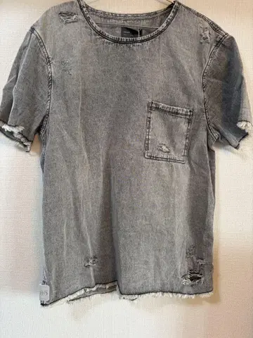 ZARA 1975 데미지 가공 그레이 T셔츠 M 미사용 새상품 택 포함
