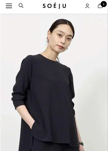 소주 A라인 튜닉 블라우스 네이비 S 사이즈 일본제