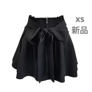 슬림 레그 리본 스커트 미셸 마카롱 xs 블랙