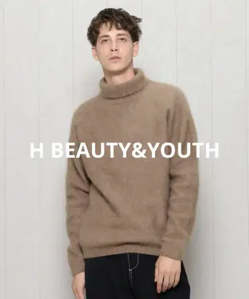 H BEAUTY&YOUTH RIB HIGH NECK KNIT