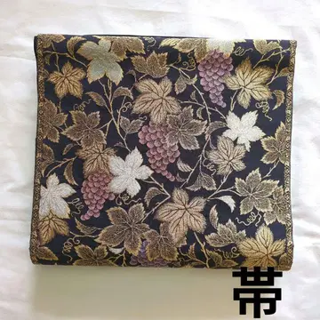 오비 블랙 금 금 자수 포도 포도 포도