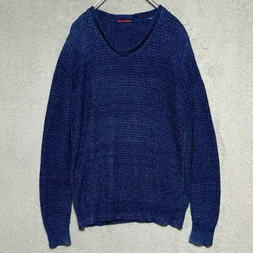 블루블루 와플 코튼 니트 인디고 염색 남색 BLUEBLUE M