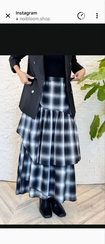 시어 체크 프릴 스커트