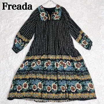 Freada 프리다 인도 빈티지 플라워 코몬 무늬 프린트 원피스