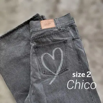 Chico 와이드 팬츠 size 2 그레이 뒤에 하트 스테디셀러 팬츠