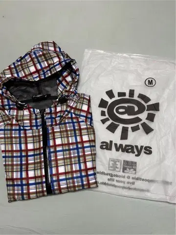 always 체크 무늬 후드 부착 나일론 자켓 M
