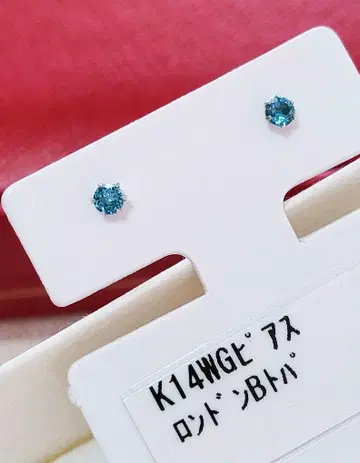 미사용품 k14WG 천연 런던 블루 토파즈 귀걸이