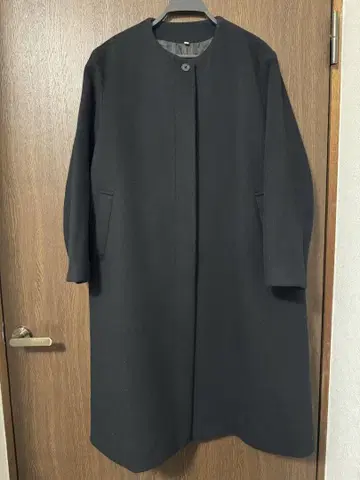 무인 울 혼방 노카라 코트 L 블랙