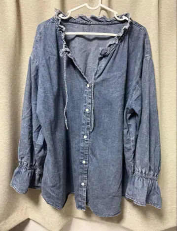 렙심 데님 프릴 블라우스