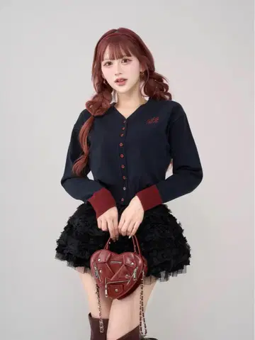 다리치 포인트 컬러 니트 가디건