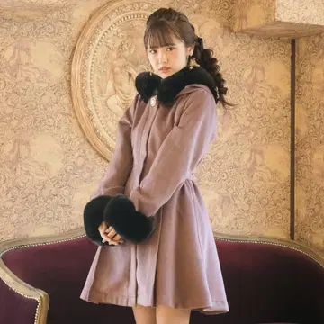 ROJITA 사이드 벨트 후디 플레어 코트