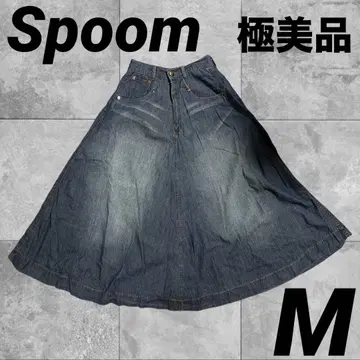 Spoom 스푸므 데님 플레어 스커트 다크 블루 스커트