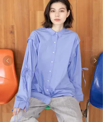 니코앤드 머서 리본 슬리브 셔츠