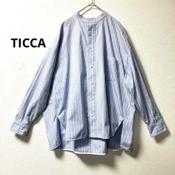 TICCA 스퀘어 빅 스트라이프 밴드 카라 셔츠