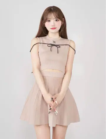 Darich 허리 오픈 스트링 니트 미니 원피스 FL