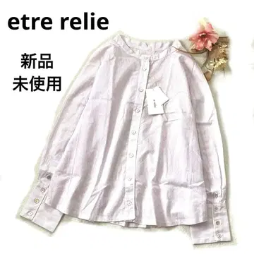 새상품 택 포함 미사용 에뜨로리 블라우스 연보라 스트라이프 루즈핏 턱