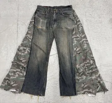 카모플라쥬 데님 청바지 리메이크