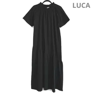 [컨디션 최상] LUCA 루카 원피스 반팔 티어드 롱 면100% 블랙 F