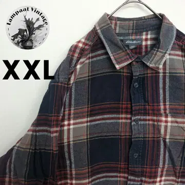 US 구제 의류 플란넬 셔츠 EddieBauer 네이비 XXL