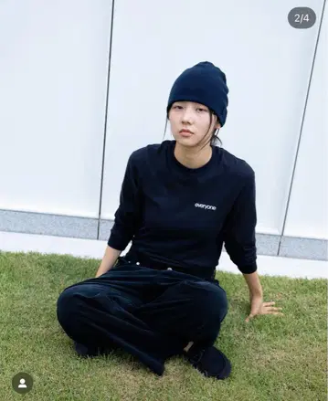 everyone 롱 슬리브 티 네이비