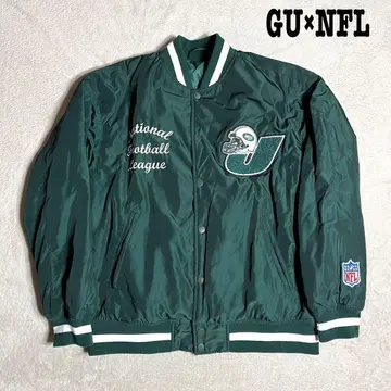 GU x NFL 바시티 자켓 그린 NEWYORK JETS 레어 L 사이즈