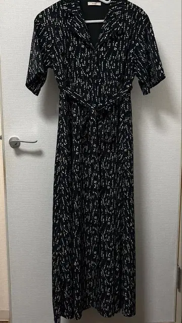 CLANE 반팔 롱 셔츠 원피스 맥시 꽃무늬 네이비