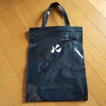 광택 블랙 토트백 심플 로고