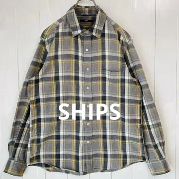 SHIPS 라이트넬 레귤러 카라 체크 셔츠 L 사이즈
