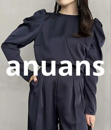 거의 미사용 anuans 긴팔 블라우스 FREE 네이비 여성용