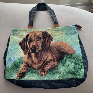 싱크비 강아지 데님 토트백 피켄 고블랑 직조 핸드백 닥스