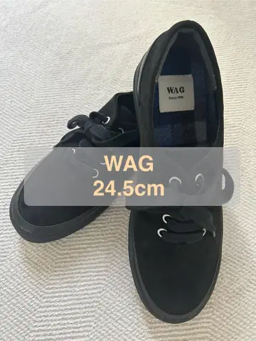 미사용 새상품 WAG 블랙 스웨이드 스니커즈 24.5cm