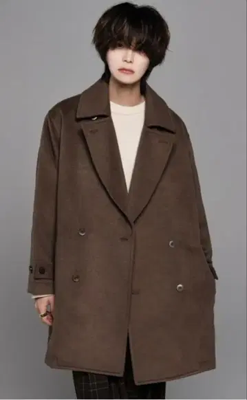 [ 새상품 ] Beaver melton over P-coat 브라운 XS