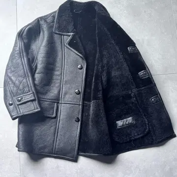 컨디션 최상 COMME CA DU MODE 블랙 무스탕 가죽 코트 남성용